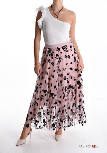 Falda De tul Longuette Estampado Floral con elástico - ph 5