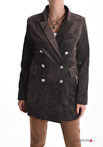 Cappotto lurex doppio petto Fantasia righe con tasche - ph 1
