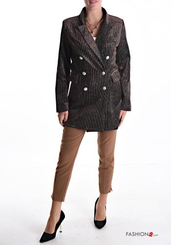 Cappotto lurex doppio petto Fantasia righe con tasche - ph 5