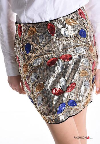 Minigonna in Cotone con paillettes con zip - ph 4