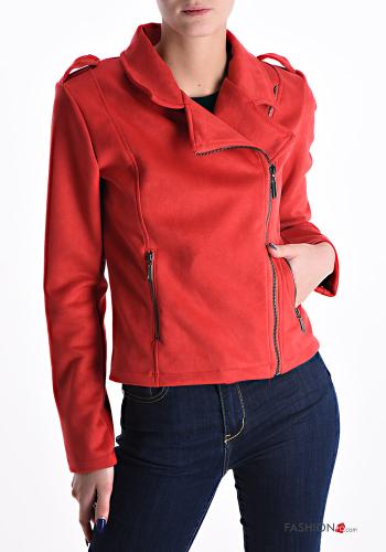 Cazadora estilo biker Gamuza con bolsillos con cremallera - ph 1
