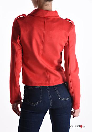 Cazadora estilo biker Gamuza con bolsillos con cremallera - ph 2