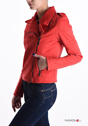 Cazadora estilo biker Gamuza con bolsillos con cremallera - ph 3
