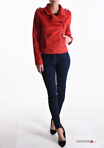 Cazadora estilo biker Gamuza con bolsillos con cremallera - ph 5
