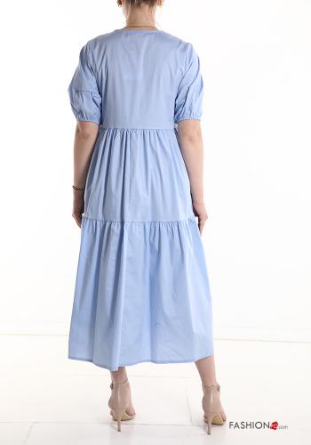 Robe en Coton manches bouffantes longue à volants à col en V - ph 2