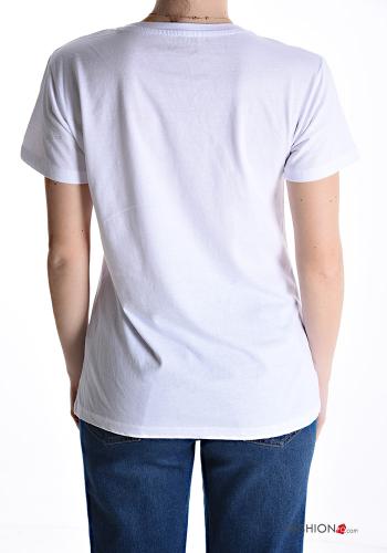 Bedrucktes kurze ärmel u-boot ausschnitt T-shirt aus Baumwolle - ph 2