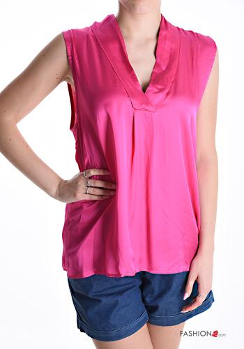 satin sleeveless Blouse with v-neck - ph 1