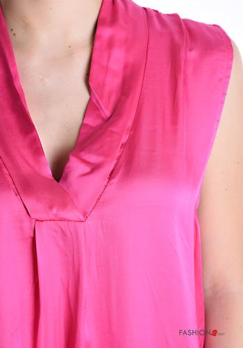 satin sleeveless Blouse with v-neck - ph 4