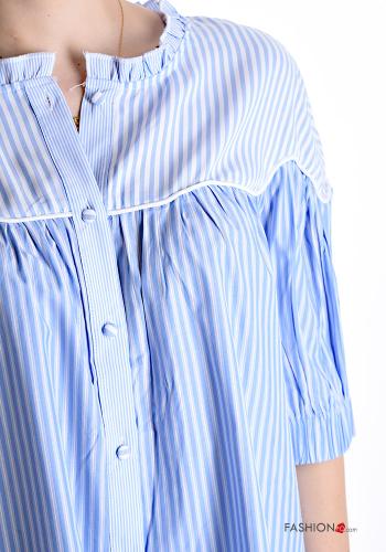 Chemise en Coton manches courtes col rond Imprimé à rayures à boutons - ph 4