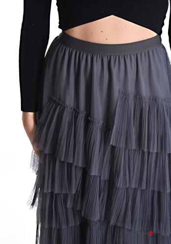 Gonna tulle midi con balze con elastico - ph 4