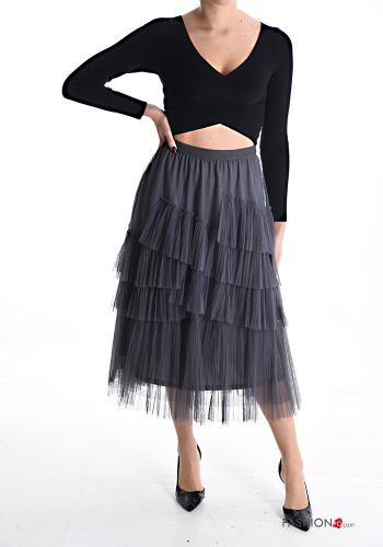 Gonna tulle midi con balze con elastico - ph 5