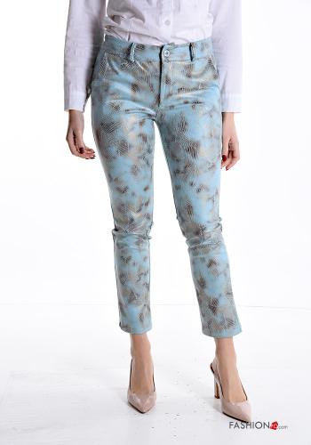 Snake print faux leather Chinos with pockets - ph 1