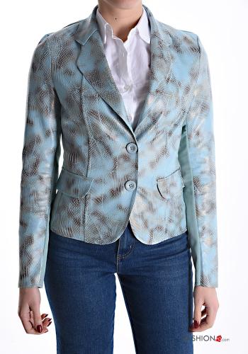 Snake print faux leather Blazer with buttons without lining - ph 1