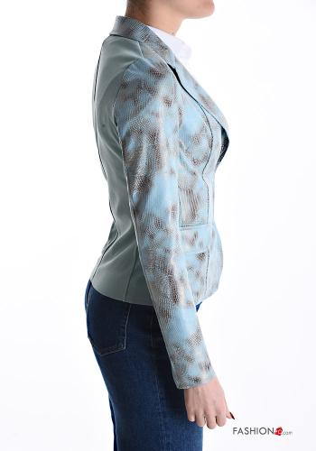 Snake print faux leather Blazer with buttons without lining - ph 3