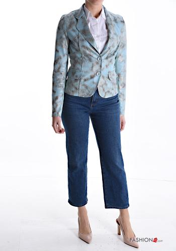 Snake print faux leather Blazer with buttons without lining - ph 5