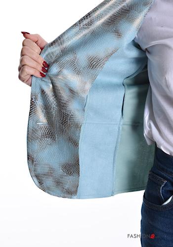 Snake print faux leather Blazer with buttons without lining - ph 6