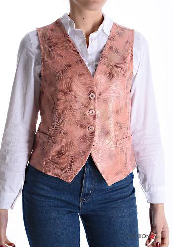 Snake print faux leather Gilet with buttons - ph 1