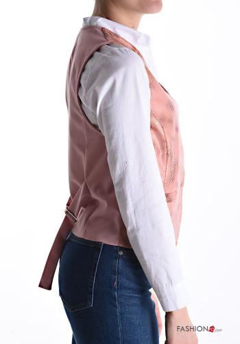 Snake print faux leather Gilet with buttons - ph 3