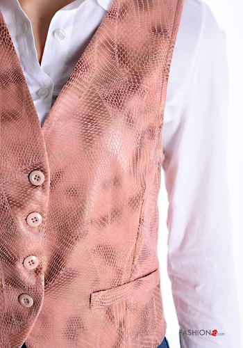Snake print faux leather Gilet with buttons - ph 4