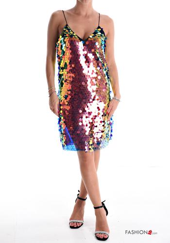 Vestido em Algodão sem mangas com lantejoulas gola V - ph 1