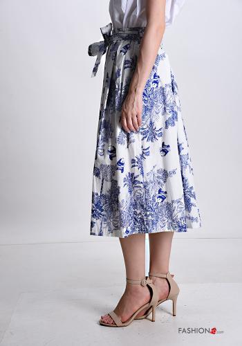 Gonna in Cotone a ruota midi con tasche con cintura in stoffa - ph 3