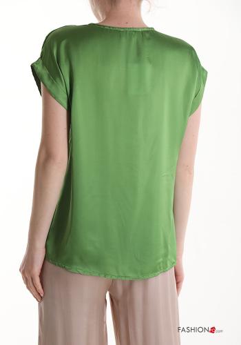 Blusa satén manga corta con cuello en v - ph 2