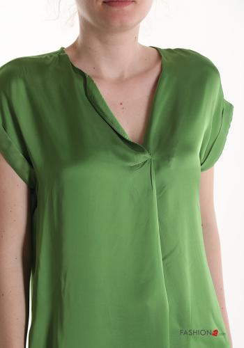 Blusa satén manga corta con cuello en v - ph 4