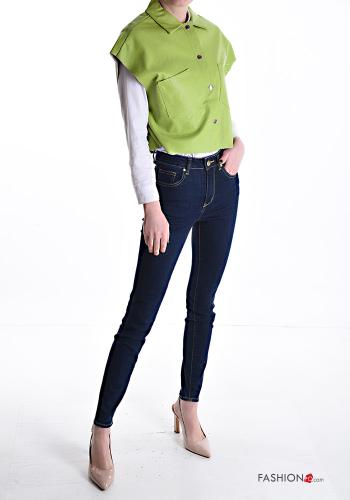 faux leather with collar Gilet with buttons without lining with pockets - ph 5