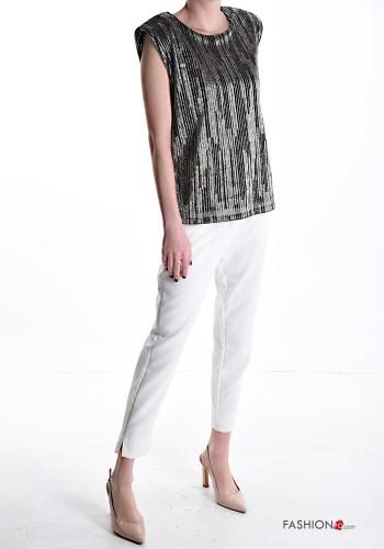 Blusa lurex sem mangas com ombreiras - ph 5