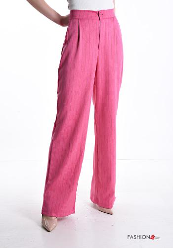 Streifenmuster hoher Taille wide leg Chino mit Taschen - ph 1