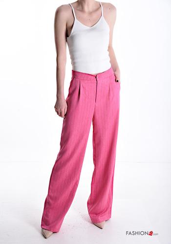 Streifenmuster hoher Taille wide leg Chino mit Taschen - ph 5