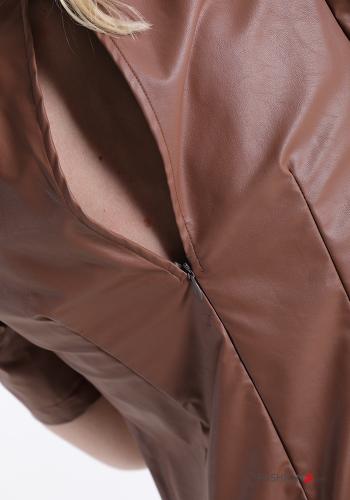 Dress  faux leather with zip v-neck - ph 4