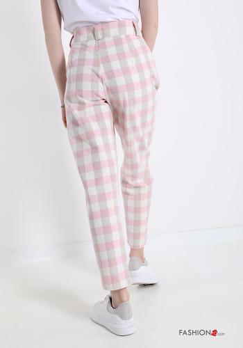 Pantalone in Cotone  con tasche Fantasia quadrettata vichy - ph 2
