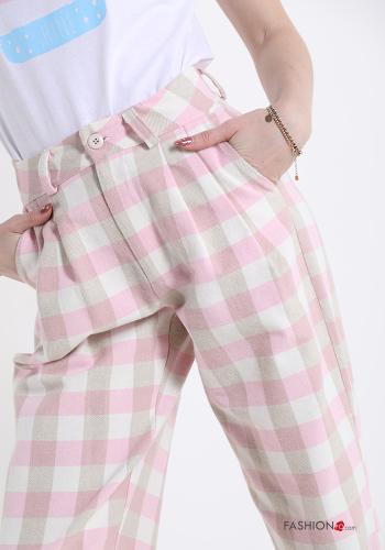 Pantalone in Cotone  con tasche Fantasia quadrettata vichy - ph 4