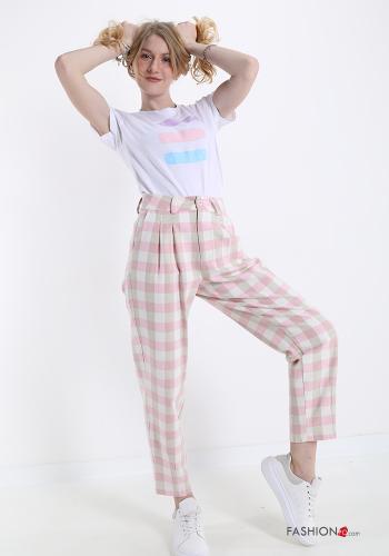 Pantalone in Cotone  con tasche Fantasia quadrettata vichy - ph 5