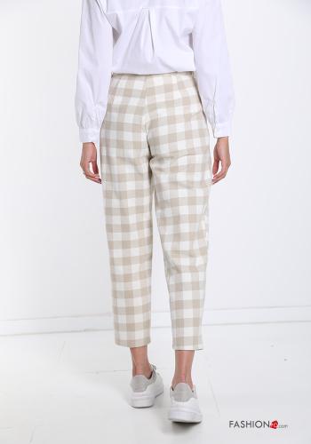Pantalone in Cotone  con tasche Fantasia quadrettata vichy - ph 2