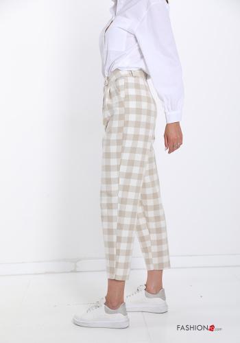 Pantalone in Cotone  con tasche Fantasia quadrettata vichy - ph 3