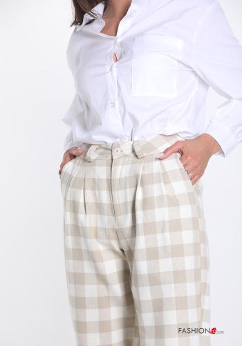 Pantalone in Cotone  con tasche Fantasia quadrettata vichy - ph 4
