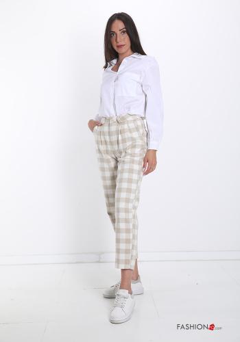 Pantalone in Cotone  con tasche Fantasia quadrettata vichy - ph 5