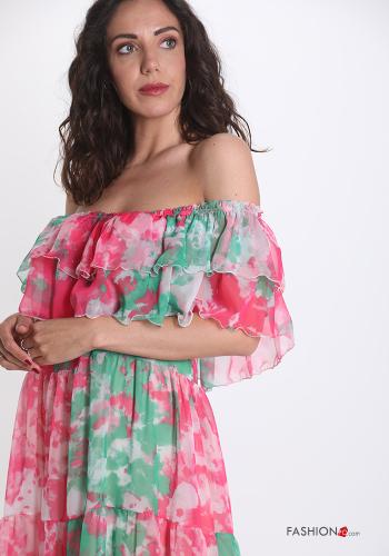 Abito in Cotone  con balze Fantasia colorata - ph 4