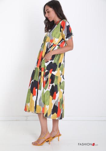 Robe en Coton  à volants avec poches Imprimé coloré - ph 3