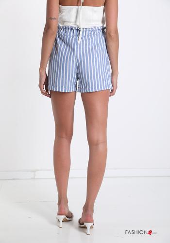 Pantaloncino Short in Lino  con tasche con fiocco Fantasia righe - ph 2