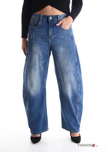 Jeans aus Baumwolle mit Knöpfen mit Reißverschluss mit Taschen - ph 1