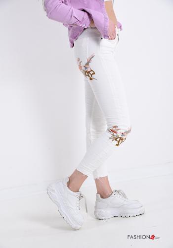 Jeans in Cotone Fantasia ricamata - ph 3