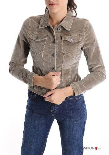 Velvet Cotton Jacket with buttons with pockets - ph 1