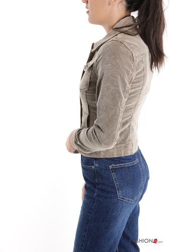 Velvet Cotton Jacket with buttons with pockets - ph 3