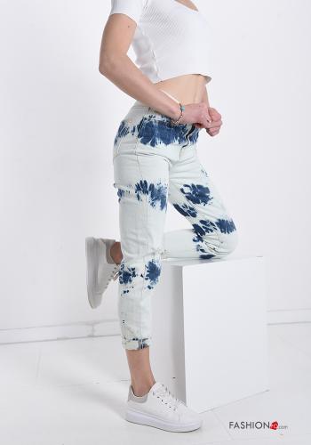 Jeans aus Baumwolle  mit Taschen Batik Muster - ph 3