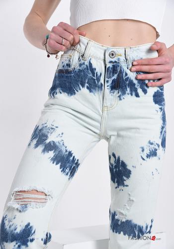 Jeans aus Baumwolle  mit Taschen Batik Muster - ph 4