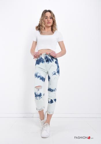 Jeans aus Baumwolle  mit Taschen Batik Muster - ph 5