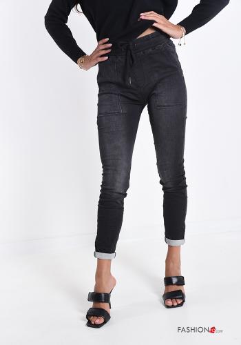 Cotton Jeans with pockets with bow - ph 1